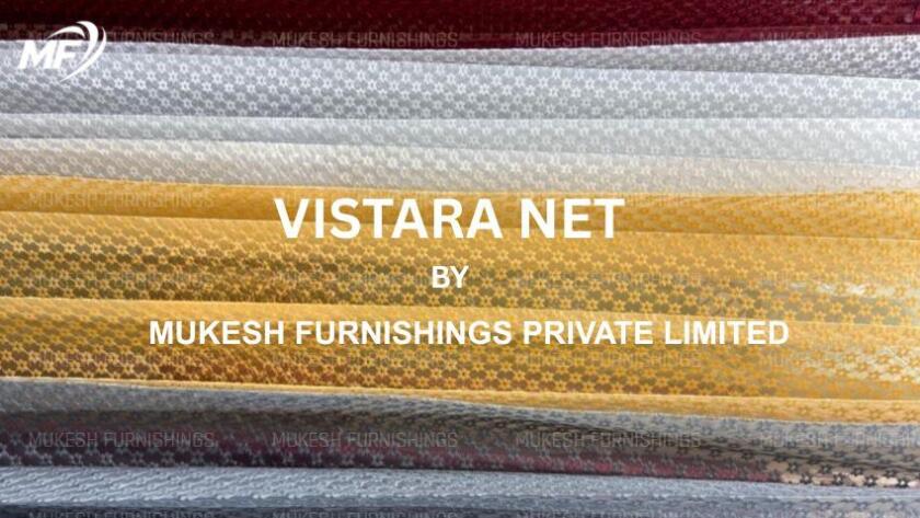 Vistara Net curtain fabric by Mukesh Furnishings – elegant lightweight net for modern interiors