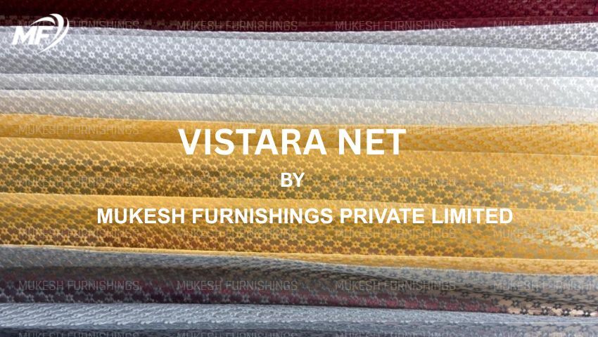 Vistara Net curtain fabric by Mukesh Furnishings – elegant lightweight net for modern interiors