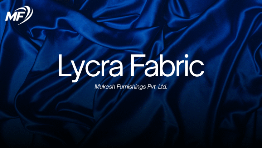 Lycra fabric in royal blue color with soft folds, representing premium stretchable textile by Mukesh Furnishings