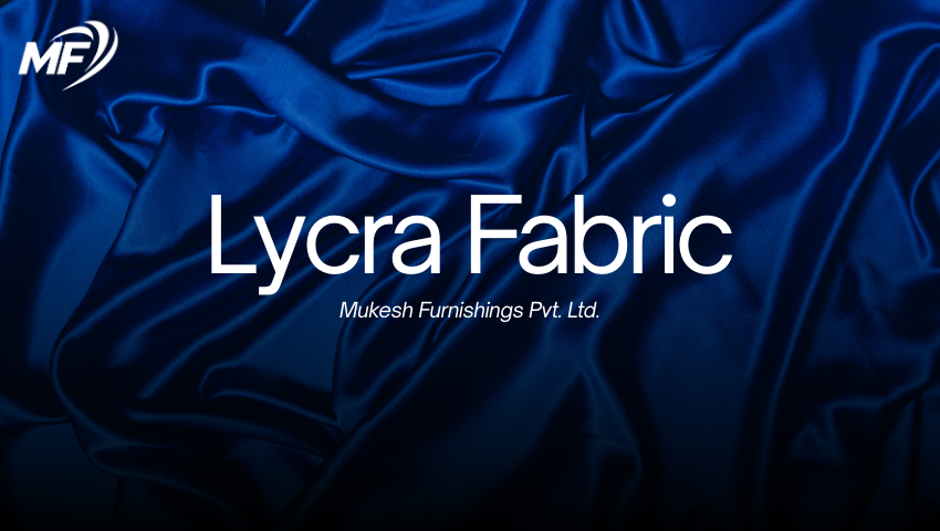 Lycra fabric in royal blue color with soft folds, representing premium stretchable textile by Mukesh Furnishings